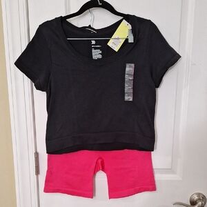 NWT All In Motion XXL Black Top and Pink Shorts Set